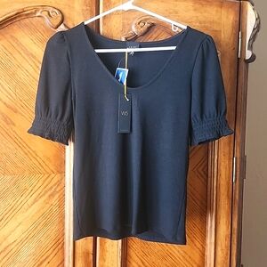 W5 Black Rib Knit Top Small